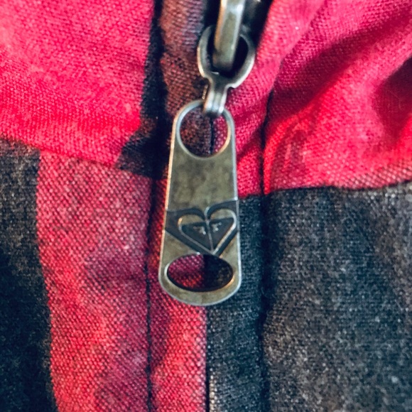 Roxy Jacket Buffalo Plaid Red Brown Fur Trim Small - Picture 9 of 12